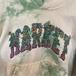 Chinatown Market Tie Dye Hoodie With Hawaiian Flowers Green/ Yellow Size Medium Photo 3