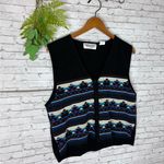Vintage Classic Blues By Wrangler Western Geometric Cotton Knit Vest Black Size L Photo 1