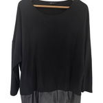 Lafayette 148 New York Black Tunic Top Faux Leather Trim M/L Size L Photo 0