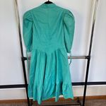 Vtg Teal Prairie Pioneer Lace Up Midi Dress Puff Sleeve Country Rodeo Stagecoach Green Size 16 Photo 2