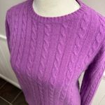 Ralph Lauren Lauren  Crew Neck Sweater Cable Knit 100% Cashmere Purple Medium M Photo 4