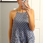 American Eagle  Blue & White Gingham Tank Top Photo 0