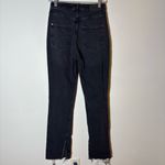 ZARA  Black Raw Hem Straight‎ Leg Jeans with Ankle Slit Size 4 Photo 4