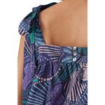 Warm 3/Large Purple Green Floral Tie Strap Square Neck Crop Woodstock Tank Top Blue Photo 1