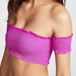 PQ Fuchsia Smocked Off Shoulder Pink Bikini Top Size Small S NWT Photo 3