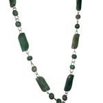Nephrite Jade Green Beaded Chain Carved Sun God Pendent Vintage Necklace Photo 2