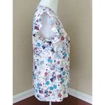 Fun2Fun Modcloth  Ivory Blue Floral Flutter Cap Sleeve Front Keyhole Top S Photo 3