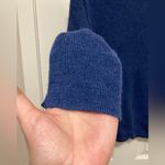 Akini  Royal Blue Crew Neck Ribbed Knit Merino Wool Blend Bishop Sleeve Sweater Photo 3