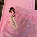 Juicy Couture 👑🩷 Pink Velvet Fleece Pants with Rhinestone Detail Y2K MEDIUM Photo 6