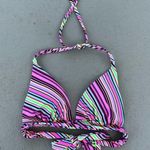Victoria's Secret Victoria’s Secret Neon Diagonal Stripe padded Pushup Triangle Halter Bikini Top Photo 0