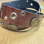 Women’s VTG Belt Sangriorgio Brown Brass Medallions Made in Italy Luxury M Photo 2