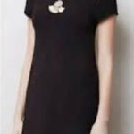 Anthropologie Maeve  Womens Shift Dress Cup Sleeve Diamond Knit Black size small Photo 0
