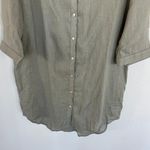 Tahari Women’s Olive Green Linen Blend Tunic Button Down Blouse Size L Photo 2