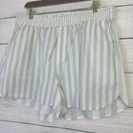 Madewell  Cotton Shorts Pull-On Striped White Blue‎ Womens Size 1X Stretch Waist Photo 2