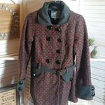 Dove Knitted  Wool Blend Belted Double Breasted Coat Multicolored Pattern Photo 0