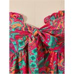 Floral Tube Crop Top Strapless Tie Front Boho Pullover Bandeau Size M Pink Size M Photo 3