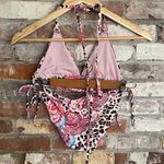 Colorful Pink Paisley and Leopard String Bikini Set Size 10 Photo 3