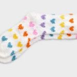 NWT Rainbow Hearts Cozy Crew Socks White Photo 0