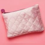 Ipsy Pink Zipper Valentines Day Feb 2020 Quilted Soft Velvet Cosmetic Makeup Bag Photo 1