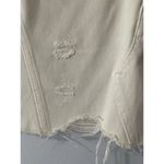 Free People  Denim Mini Skirt Size 27 Cream NEW Button Front Raw Hem Distressed Photo 1
