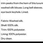 Cami NYC NWOT  grey 100% silk long sleeve blouse with lace design Photo 9