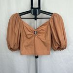 Abercrombie & Fitch Abercrombie O-Ring Puff Sleeve Sweetheart Neck Smocked Cropped Blouse Top XS Photo 1
