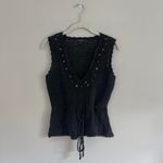 EXPRESS BLACK CROCHET BEADED TIE WAIST TANK TOP Photo 1