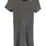 Madewell  Women's Fit & Flare Black & White Striped Short‎ Sleeve Dress Size L Photo 0