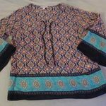 Dressbarn Blouse Women Size M Long Sleeve Flared Multi Color Sheer Top Pink Blue Size M Photo 0
