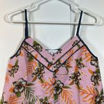 Current Air  Pink Plumeria Spaghetti Strap  Tank Top Blouse LINEN Size Small EUC Photo 3