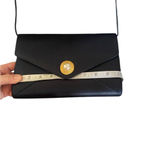 Vintage 90s Mervyns Formal Black Clutch Gold Pearl Crossbody Clutch Evening bag Photo 4