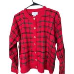 Christopher & Banks Vintage Christopher Banks Wool Blend Sweater‎ Cardigan Red Green Plaid M Photo 1