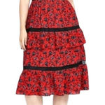 Adelyn Rae  Dress Women XS Red Floral Tiered Ruffle Isabel Midi Boho Party Summer Photo 0