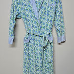 Victoria's Secret Vintage  Cotton Robe Blue‎ Floral Gingham Trim P/S Cottagecore Photo 0