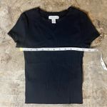 Topshop Black Ribbed Lace Trim Baby Tee Top Minimalist Basic Size 2 XS Photo 5