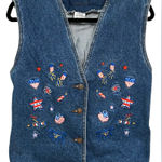 Vintage Jean Vest 80s/90s Back Corset Casey Coleman‎ Label Embroidered Denim S/M Blue Size M Photo 0