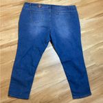 Women's Avenue Denim Skinny Jeans BOHO Embroidered Flower On Leg Plus Size 30 Blue Photo 4