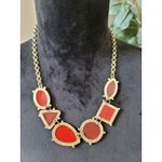 Women's Red Gemstone Statement Necklace With Gold Chain And Lobster Clasp Lock Photo 6