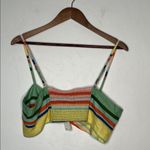 Anthropologie  Multi Stripe Twist Front Linen Blend Crop Top GreenSize Medium NWT Photo 1
