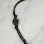 Chico's Black Double Cord Hammered Metal Silver and Gold Tone Pendant Necklace Photo 9