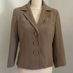 Josephine Chaus Vtg Blazer Jacket 8 Petite Tan 3/4 Sleeve Office Chic Academia Photo 0