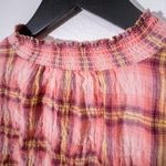 st. john's bay NWT 3/4 Sleeve Blouse Womens S Pink Plaid Smocked Neck Cottagecore Photo 5