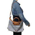 Rebecca Minkoff  Womens Handbag Leather Woven Purse Shoulder Bag Blue White Photo 14