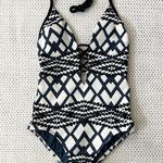 Seafolly Australia Blue White Black Modern Tribe Deep V Neck Maillot One Piece Photo 3