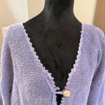 Vintage Y2K Flashback Terrycloth Loose Fit Button Up Cardigan Sweater Purple L Size L Photo 4