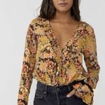 Free People NWT Heat Wave Midnight Combo Floral Black Long Sleeve Bodysuit Photo 0