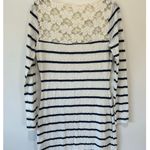 Abercrombie & Fitch bodycon y2k dress white blue stripes lace long sleeve size L Photo 1