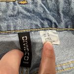 Divided Light Wash Button Fly Raw Hem Mom Jeans Photo 6