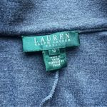 Ralph Lauren Lauren Womens Gray Knit Dress LS Brown Lamb Leather Trim Size 10 Photo 2