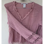 American Rag Crochet Peasant Top Women’s Size XL Pink Dainty Coquette Cottage Photo 2